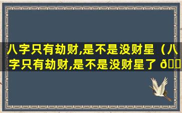 八字只有劫财,是不是没财星（八字只有劫财,是不是没财星了 🐱 ）